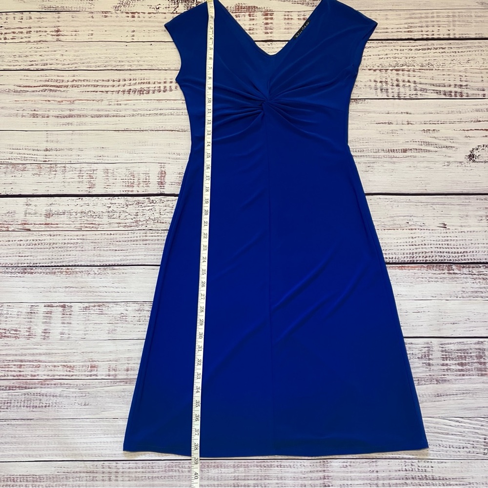 Blu Sage Blue Ruched V-Neck Sheath Dress, S - Picture 10 of 14